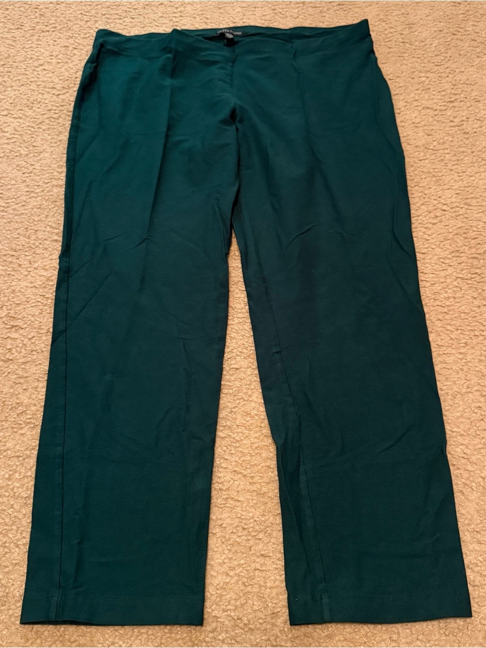 Eileen Fisher Dark Green Stretch Cropped Pants Size Large